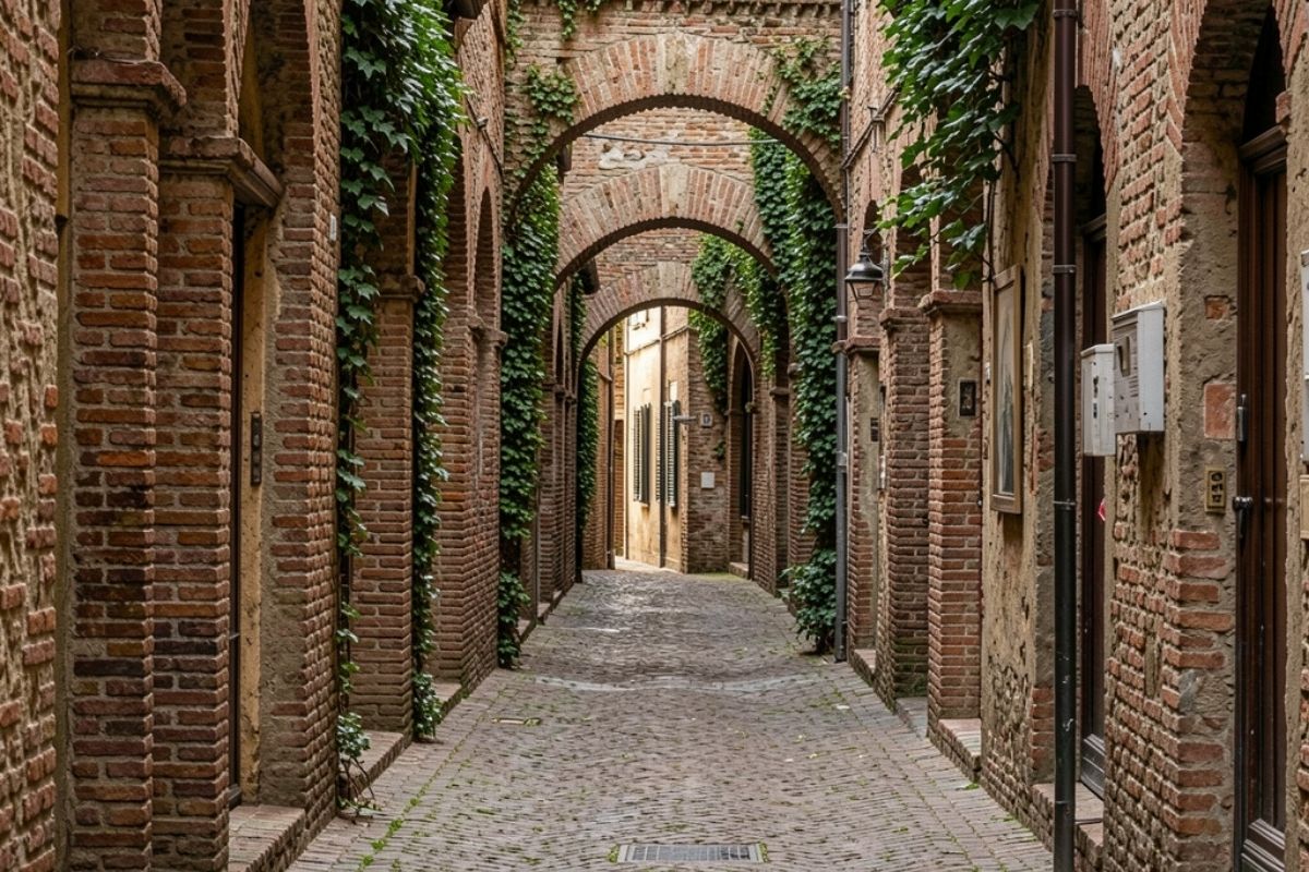 Via delle Volte, un angolo nascosto di Ferrara, con archi medievali